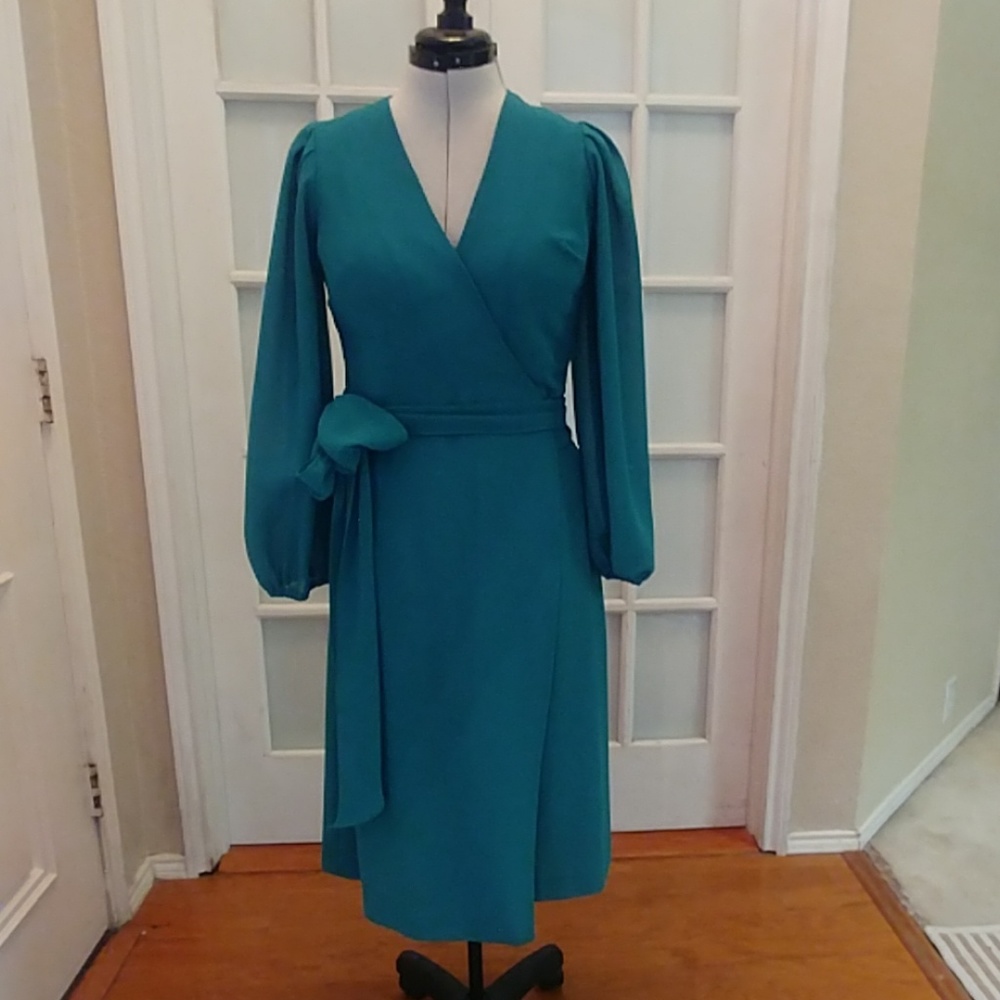 Vintage turquoise Blue wrap dress sz 4